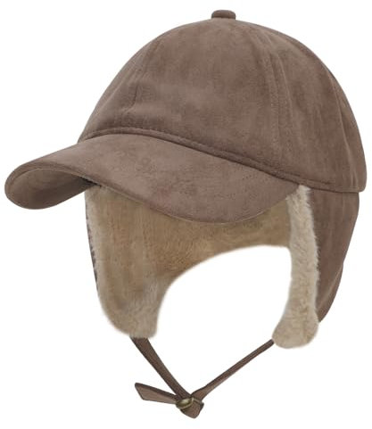 Winter Baseball Mütze Schirmmütze Basecap Strickmütze mit Verstellbar Ohrenklappe Wollmütze Winterkappe Hip Hop Hut Warme Winddicht Mütze Kappe Snapback Cap Ohrenschutz Sport