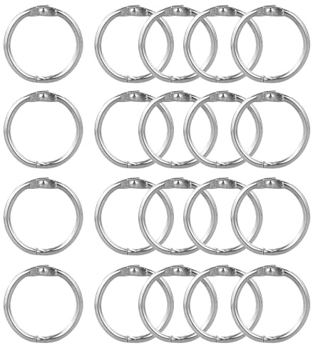 Lot de 20 anneaux de reliure en métal pour plateau mémo - Porte-clés (20 mm)