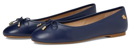 LAUREN Ralph Lauren Women's Jayna Nappa Leather Flat Ballet, Refined Navy, 8 UK