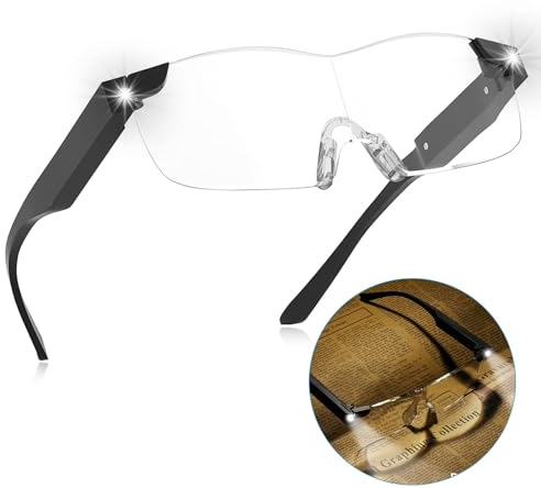 Tide 160% Lupenbrille mit Licht Hände Frei Kopfband Lupen mit 2 LED Lichts für Enge Arbeit, Elektriker,Juweliere,Nähen,und ältere Menschen