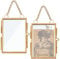 OLYCRAFT 2 Stück Mini Fotorahmen Zum Aufhängen An Der Wand Doppelglas Bilderrahmen Mit Kette Messing Klapprahmen DIY Vintage Kunstwerk Präsentationsrahmen Für Gepresste Blumen Dekor - 9.2x6.1cm
