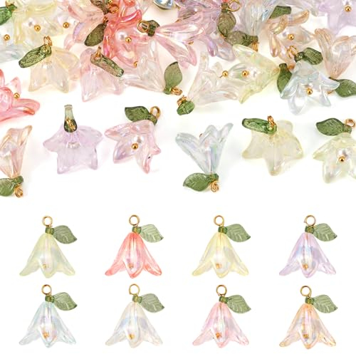 Beadthoven Blumen-Anhänger zum Basteln von Halsketten, Armbändern, Ohrringen, Schmuckherstellung, Acryl, Perle