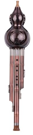 hulusi flöte 3-Ton-C-Tasten-Hulusi-Kürbis-Cucurbit-Flöte Aus Aluminium Mit Verkupferten Rohren, Traditionelles Instrument Mit Chinesischem Knotengehäuse