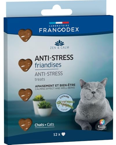 Francodex - Friandises Anti-Stress en Forme de Coeur x12, pour Chats