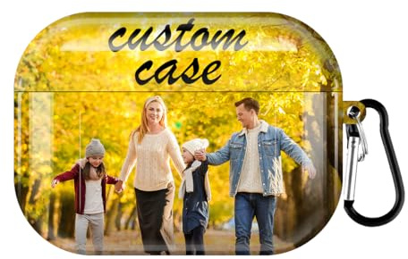 Airpods-Hülle für Airpods 4/3/Pro/Pro 2 Gen mit sicherem Schloss und Schlüsselanhänger, personalisierbar, glänzend, Premium-Druck, Bild, Text, Name auf dem Cover