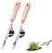 FONWUJIOT 2 piezas de deshierbe de acero inoxidable, deshierbe manual, picadora de malas hierbas de jardín, picadora de malas hierbas con mango de madera, deshierbe para excavar el jardín, deshierbar,