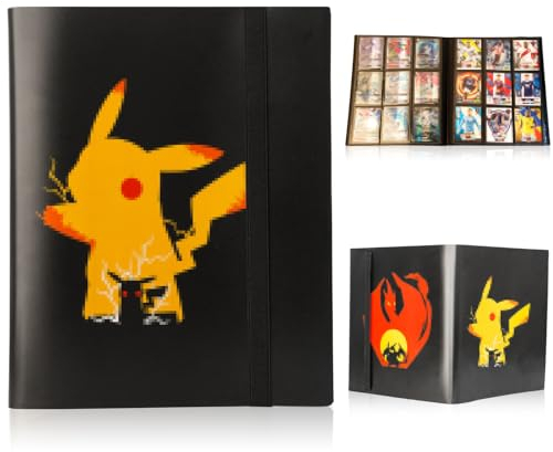 COQOYO Sammelkarten Album für 360 Karten, Groß Sammelalbum Sammelmappe Sammelheft Sammelbuch mit 9 Seitenladen Taschen und Elastischer Gurt, Wasserdichte Cartoon Anime Karten Heft Ordner Buch Mappe