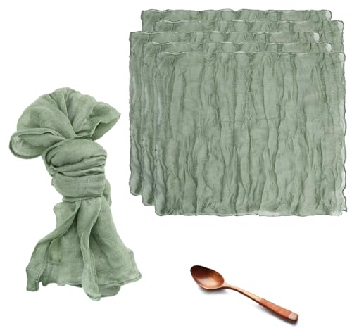 6 Stück Stoff Servietten Hochwertige Beige Servietten 45x55 cm Stoffservietten Salbeigrün Waschbar Stoffservietten Musselin für Tischdekoration Hochzeitsfeiern Cafés Restaurants (hellgrün)