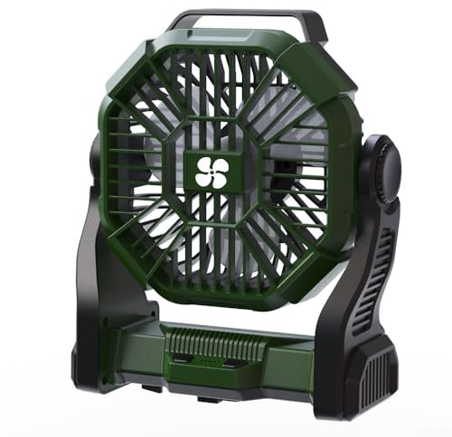SPORTARC Campingventilator, kompakt, Campingventilator mit einstellbarer Helligkeit und wiederaufladbarem Akku (grün)