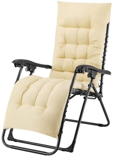 BAKAJI Gravita Gartensessel mit Kissen Gravita Zero faltbar, platzsparend, Stahlrohr, neigbar, Oxford-Gewebe, Meer, Strand, Pool, Außeneinrichtung (Beige mit Kissen)