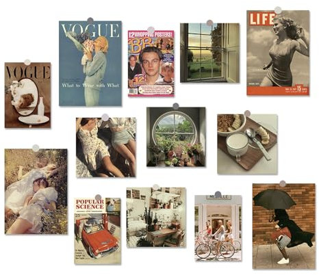 A ART·ZONE Vintage-Wandkunst-Poster für Wohnheim-Dekoration, Papierdrucke, ungerahmt, 13 Stück, Wandkunstdrucke, Wandcollage, Raumdekoration, ästhetisch