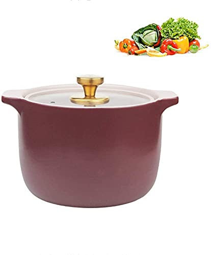 FHPEWXDG Cacerola de cerámica Olla de Barro Olla sopera de cerámica con Tapa Cacerola de 2,5 l/3,5 l Resistente a Altas temperaturas, Hogar para Cocina clásica