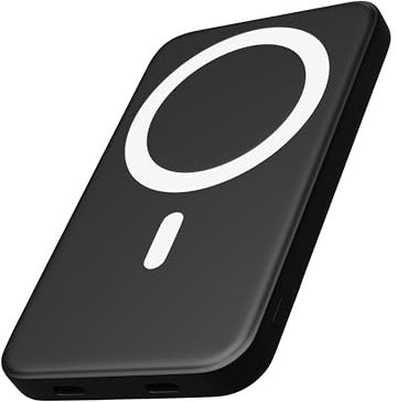 Volta Powerbank Wireless Magnetico 5.000 mAh Compatibile con MagSafe, Caricabatterie Portatile PD 20W Ricarica Rapida, Power Bank Compatibile con iPhone 16/15/14/13/12/Plus/Pro/Pro Max