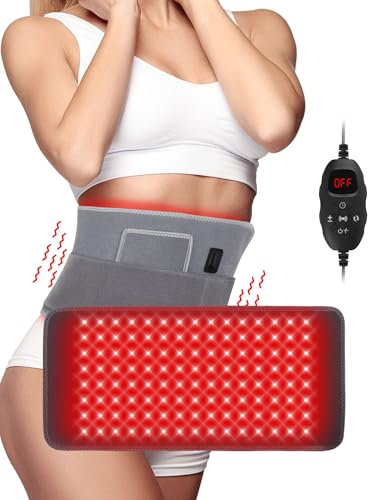 BETISBE 120LEDs 5 Stufen Vibrationen Massage Rotlicht Therapie Gürtel mit 10 Hz gepulster Controller, Infrarotlicht Therapie Für Körper Taille Schulter Rücken Händchen Schmerzlinderung 660nm & 850nm