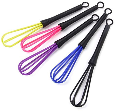 IWOWHERO 5stücke Kunststoff-salon-friseur-farbballon-schneebesen Rührer Mixer Schneebesen Gesamtlänge Grifflänge Schwarz Griff Zufällige Kopffarbe Werkzeug Zum Haarfärben Eiern Mehl Usw