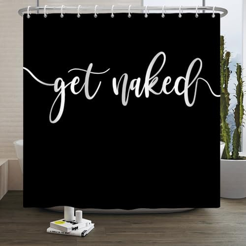 Xiaoterna Se Mettre à Nu Rideau de Douche Rideau de Douche Noir Esthétique Moderne Minimaliste Rideau de Douche Blanc et Noir résistant à la moisissure et Lavable en Machine 180x200cm