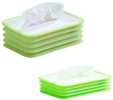 tintoke Faltbare Taschentuchbox,20×13.5×11cm Taschentuchbox aus Silikon,Foldable Tissue Box Cover,Rectangular Tissue Dispenser,Silicone Cute Tissue Box,Leuchtend, Wird in Restaurants, Autos usw