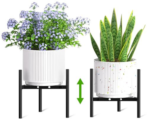 Gaoymsym Metal Pflanzenständer, 1 Stück Blumenhocker Innen,Verstellbarer Blumenständer, Schwarze Pflanzenregal Blumentreppe für Zimmerecke Wohnzimmer Balkon Terrasse Fenster Garten Hof (1 Stück)