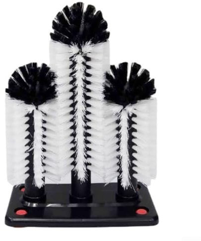 Three Headed Glass Brush Cleaner for Sink, for Coffee Mugs and Glass Cups with Suction Base for Effortless Cleaning
