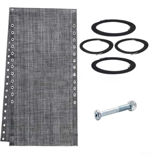 Ersatztuch für Liegestuhl, wetterbeständiger Ersatzstoff mit Seilen und Schrauben für einfache Verwendung im Freien (schwarz grau)