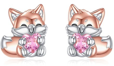 YFN Fuchs Ohrringe Sterling Silber Fuchs Ohrstecker Ohrringe Niedlich Tier Schmuck Geschenk für Damen