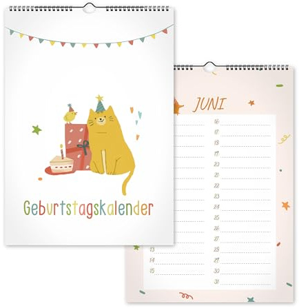 Geburtstagskalender jahresunabhängig, A5 Immerwährender Familienkalender | Wandkalender im Niedlichen Tiermotiven, Geburtstagsplaner, Jahresplaner, ideal für Zuhause & als Geschenk