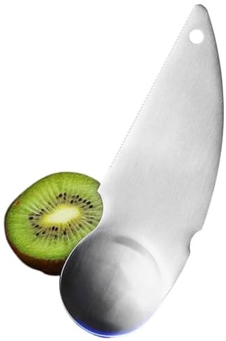 Kiwi-sked - 2 i 1 fruktskärning, snidad skeddesign, integrerad skärram