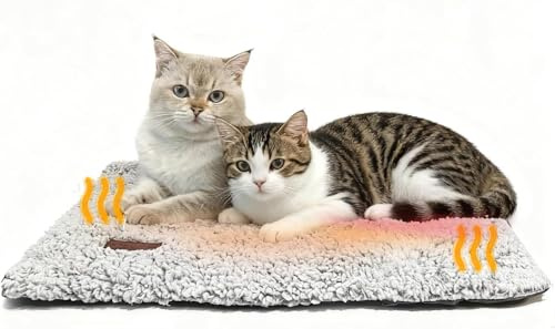 Self Heating Cat Bed 90x60cm, Detachable Self-Warming Pet Blanket , Washable Heated Pet Blanket Dog Bed Pad, Non-Slip Warming Pet Pad without Electricity for Indoor and Outdoor, Garden, Sofa, Gray,L