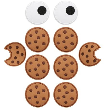 10 Stück Krümelmonster Aufnäher,Krümelmonster Accessoires,Karneval Damen Keks Monster Kostüm Aufnäher Fasching Cookie Monster Aufbügeln Kekse Patches Aufbügeln Aufkleber für Kinder Erwachsene Kleidung