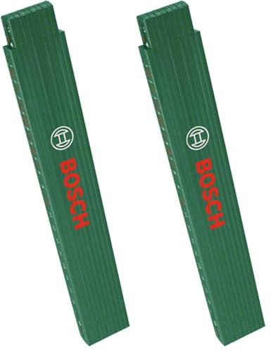 Bosch Maßstab 2m (Robuster, hochwertiger Zollstock für genaues Messen bei Heimwerkerarbeiten; glasfaserverstärktes Nylon; metrische Skala; 10 Segmente) (Packung mit 2)