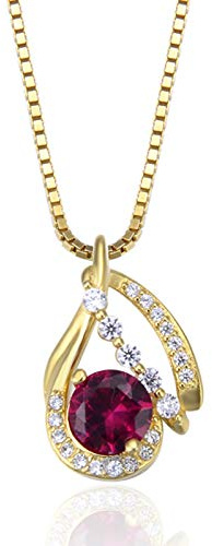 Collana da Donna 925 con Pendente in Argento Goccia Goccia Catena clavicola Oro Fucsia zirconi