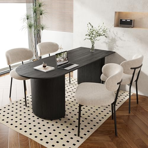 MALOL Dining Chairs Set of 4, Fabric Chairs for Dining Room with Metal Legs & Curved Backrest & Thick Cushion, Upholstered Kitchen Chair with Anti-Slip Pads, Camel