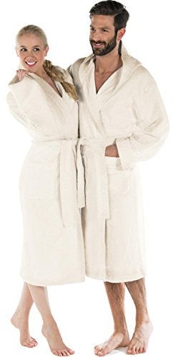 CelinaTex S-XXXL Bademantel Kapuze Uni lang aufgesetzte Taschen Damen Herren Unisex warm Frottee Baumwolle OEKO-TEX Montana