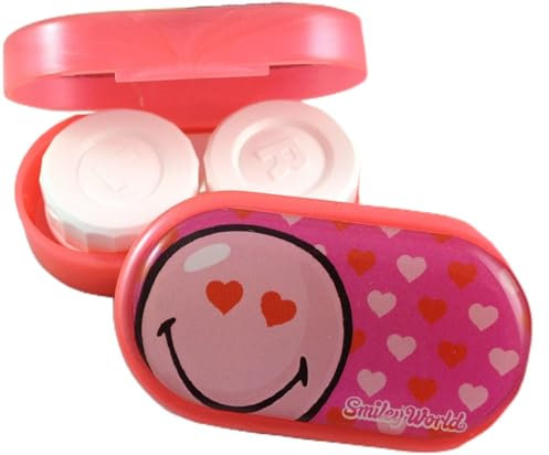 Smiley World Mirror Contact Lens Storage Cases - 15 Designs Available (Pink Heart)