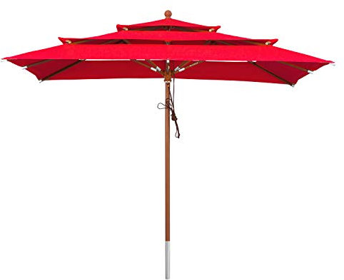 anndora Sonnenschirm 3-lagig 300 x 300 cm eckig Gartenschirm - Rot