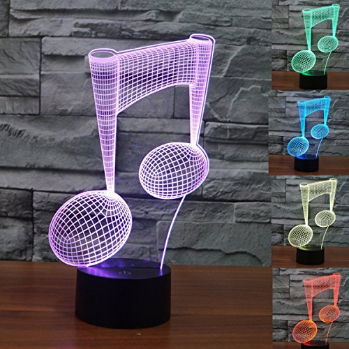 KINGCOO 3D Tisch Nachttischlampen, 3D Optische Visualisierung LED Licht USB Schreibtischlampen Stimmungslichter Touch Schreibtisch 7 Farbwechsel Atmosphäre Lampe (Musik)