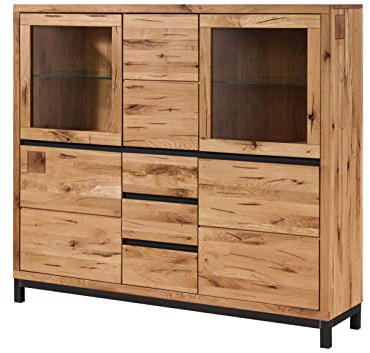 MASSIVMOEBEL24.DE VILLANDERS Highboard 166x40x148 Wildeiche geölt, Farbe:Natur geölt, Größe:166x40x148 cm (BxTxH)