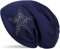 styleBREAKER Damen Beanie Mütze mit Strass Nieten Stern und Schmucksteine Silber-anthrazit, Slouch Longbeanie 04024087, Farbe:Dunkelblau