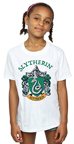 Harry Potter Girls Slytherin Crest T-Shirt White 7-8 Years