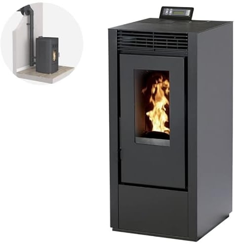 INTERSTOVES – Pack Interstoves – Sartén para gránulos MARINA 14KW estanca negra + kit estanco salida ventosa negro mate