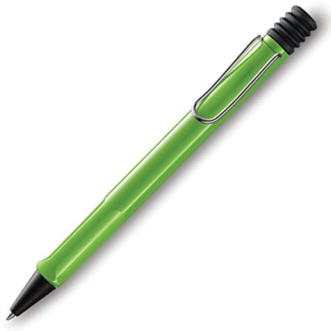 Lamy safari green - Stylo à bille avec grip ergonomique et largeur de trait M - pour une écriture longue et agréable - en plastique robuste ASA - avec recharge grande capacité M 16 en noir