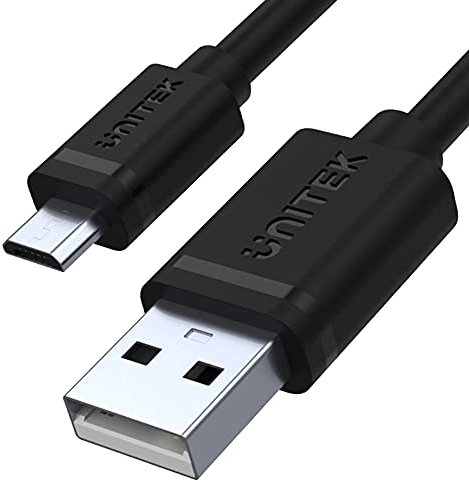 Unitek Cable USB A a micro USB, 1,5 metros, carga rápida y sincronización, carga rápida, 2,5 A, USB 2.0, 480 Mbps, 100% cobre, negro, recubrimiento de PVC.