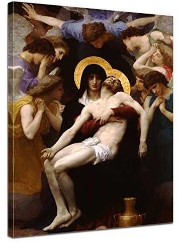Bilderdepot24 Bild auf Leinwand | William Adolphe Bouguereau - Pieta in 90x120 cm als Wandbild | Wand-deko Dekoration Wohnung alte Meister | NEU-180229-90x120-pie