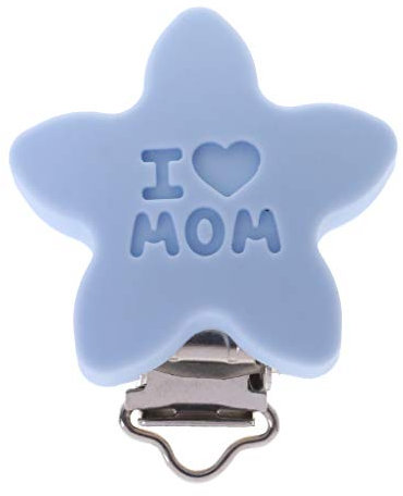 Mentin Attaches de sucette bébé Silicone de Clips Forme d'étoile factices DIY Chaîne de sucette Accessoire de mamelon (Bleu clair)