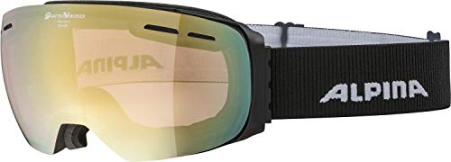 ALPINA GRANBY QV - Verspiegelte, Selbsttönende & Kontrastverstärkende Skibrille Mit 100% UV-Schutz Für Erwachsene, black matt, One Size