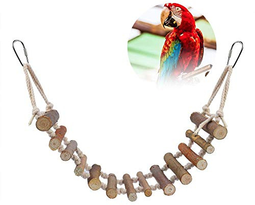 Vögel Spielzeug, Holzleiter mit Seil, Drehbrücke für Lovebirds Sittiche Papageien African Grey Cockatiel Pet Training Toys