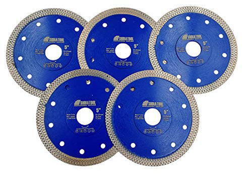 SHDIATOOL Lot de 5 disques à tronçonner diamantés 125 mm super fins en maille X pour carrelage, marbre, céramique, porcelaine