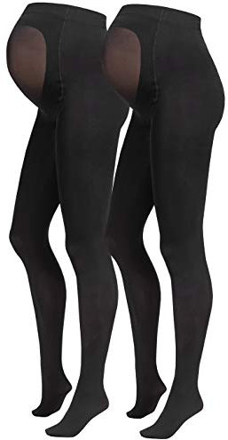 Herzmutter Umstandsstrumpfhose 80DEN - Blickdicht-Matt - Schwarze Schwangerschaftsstrumpfhose - OekoTex 100-1er & 2er-Set - 1320 (S-M, Schwarz, 2x)