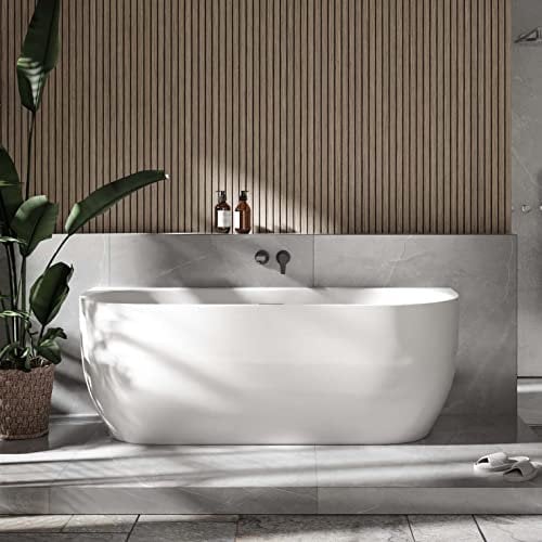 BERNSTEIN Freistehende Badewanne aus Sanitäracryl Wanne mit Doppelwandiger Konstruktion 170 x 75 x 60 cm - 5 Jahre Garantie - Standbadewanne Lena in Weiß glänzend, Acryl-Wanne