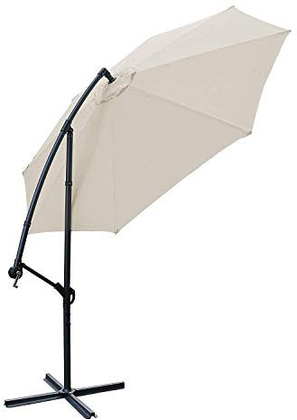 Aquariss 3m Patio Parasol Cantilever Hanging Garden Beach Banana Umbrella UV protection - Beige